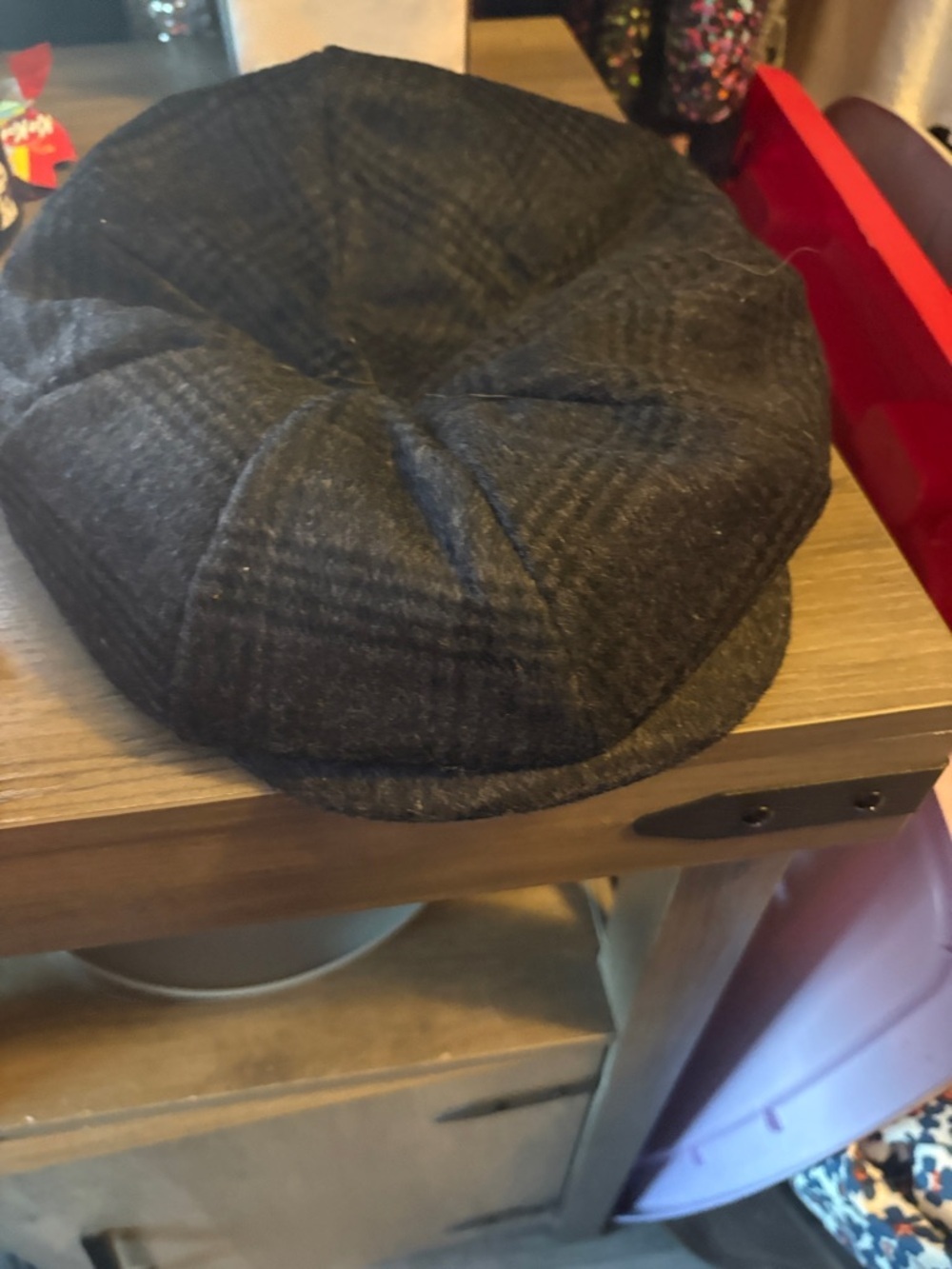 Plaid Newsboy Cap in Charcoal Gray